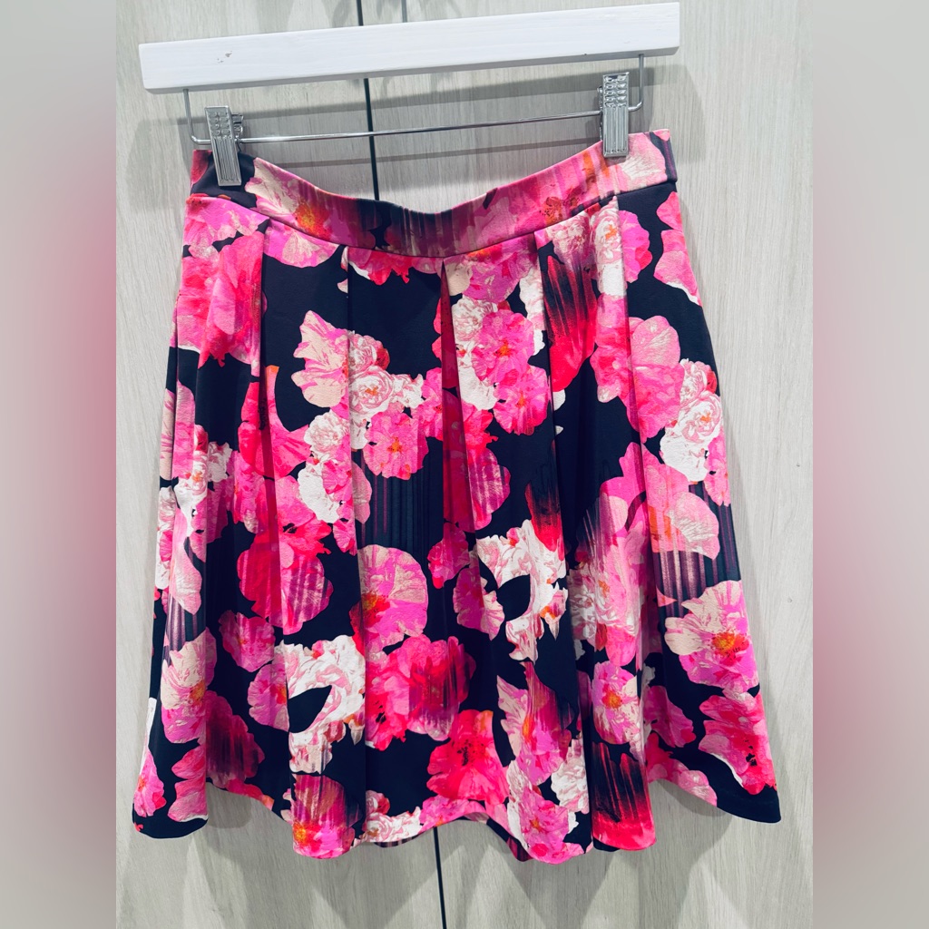 Cynthia Rowley Vibrant Pink Floral A-Line Skirt Sz S